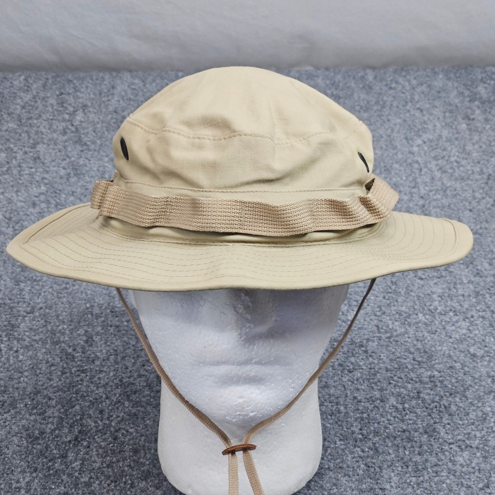 Vintage US Military Boonie Hat 7 3/4 Tan Ripstop Hot Weather‎ Sun Hat USA Safari